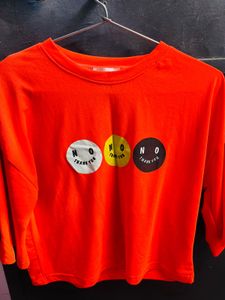 Orange Graphic Print Top