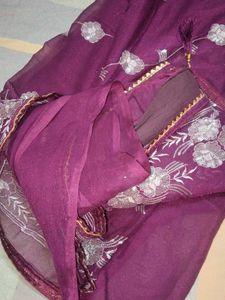 Elegant Purple Embroidered saree