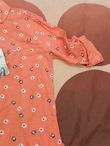 New Nation Men's Orange Floral Print Shirt