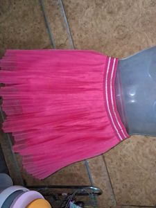 Pink Pleated Tulle Skirt