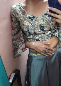 Designer-Inspired Sage Green Lehenga Set