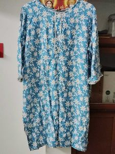 124.Blue Floral Print Kurta set