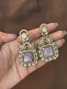Elegant Purple Stone Earrings