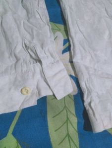 White Textured Button-Up Shirt