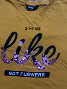 Mustard Yellow Sequin "Like" T-Shirt