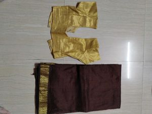 Brown Saree with Golden Blouse