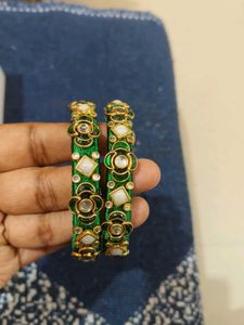 Green Kundan Bangles
