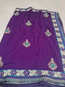Beautiful Purple Embroidered Saree