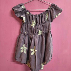 Embroidered Puff Sleeve Mini Dress