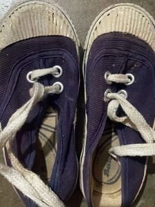 Blue Canvas Lace-Up Sneakers