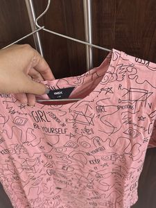 Cute Pink Graphic Print T-Shirt