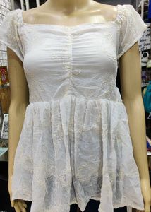 34, 36 bust size Elegant White Lace Peplum Top