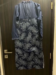 Elegant Navy Blue Embroidered Kurta