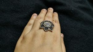Silver Oxidised Adjustable Flower Mirror Ring