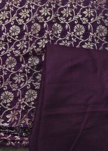 Elegant Purple Brocade Dress Material with dupatta