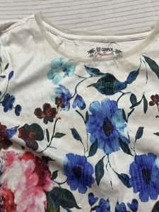 White Floral Print T-Shirt