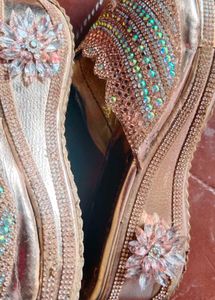 Sparkly Gold Platform Slides