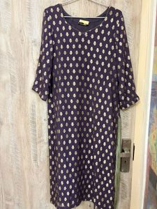 Elegant Purple Kurta with Gold Print and garara