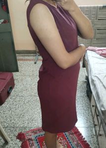 Burgundy Sleeveless Shift Dress