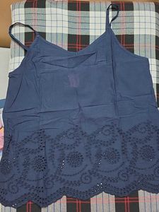 Navy Blue Eyelet Cami Top