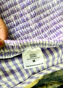 Cute checks lavender Gingham Crop Top &amp; Pants Set
