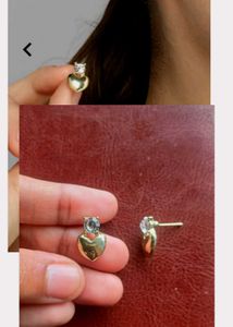 SHEIN Gold Croissant &amp; Heart Earrings Combo