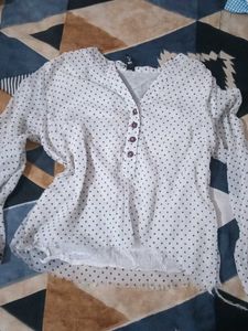 Chic Polka Dot Button-Up Blouse