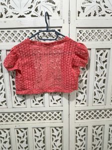 🌸 Imported Coral Crocheted Bolero Shrug I