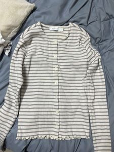 Striped Button-Up Cardigan