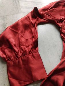 Elegant Rust Satin Blouse