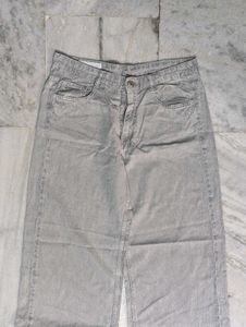 ZARA Grey Wash Wide Leg Jeans