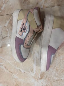 Stylish White and Purple Sneakers