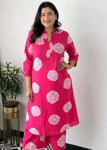 Chic Pink Floral Kurta Set