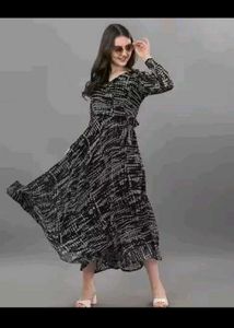 Stylish Printed Wrap Maxi Dress