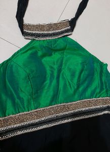 Halter Neck Aanarkali Kurti Pant Set Black &amp;