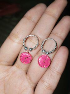 Cute Pin💗k Clock Hoop Earrings for women