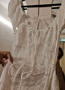 White Smocked Mini Dress