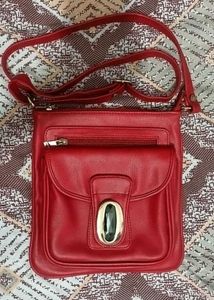 Red Crossbody Bag with Jewel Detail