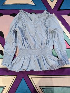 Cute Blue Peplum Top 🩵