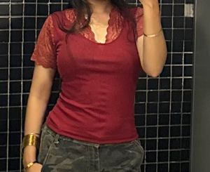 Stylish Red V-Neck Top