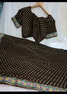 Elegant Brown Polka Dot Saree