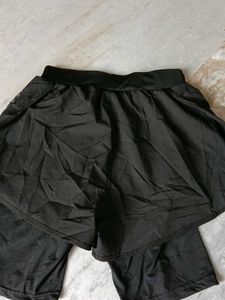 Black Athletic Short with Built-in Shorts