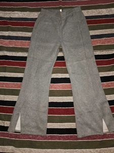 Grey Split Hem Flare Pants