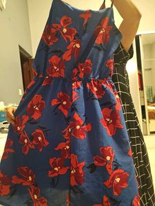 Blue Floral Spaghetti Strap Dress