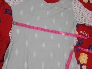 Elegant Mint Kurta Set with White Lace Overlay
