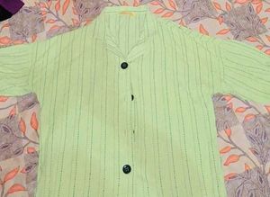 Lime Green Striped Puff Sleeve Top
