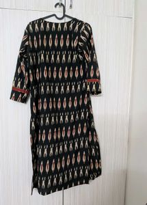 Black Ikat Print Kurta