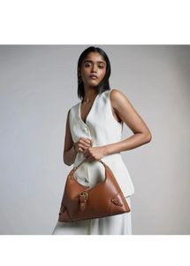 Miraggio Elegant Brown Hobo Bag with Gold Chain