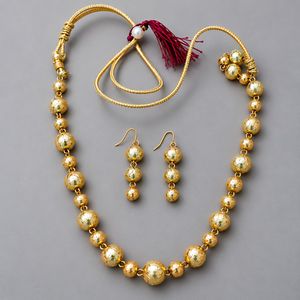 Gold Tone Beaded Necklace & Earring Set