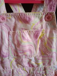 Pink Swirl Print Short Overalls